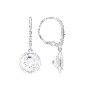 NWT - White Cubic Zirconia Rhodium Over Sterling Silver Earrings 13.71ctw